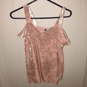 pink velvet shirt NWOT cold shoulder